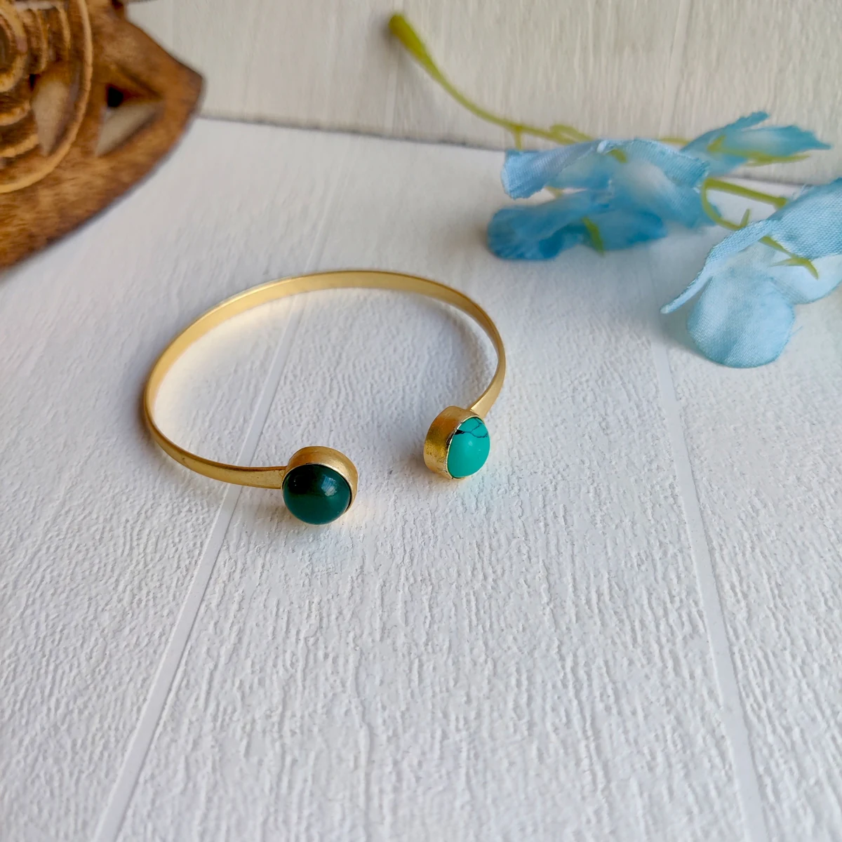 Premium Minimalist gold polish bangle cuff bracelet thumbnail 2