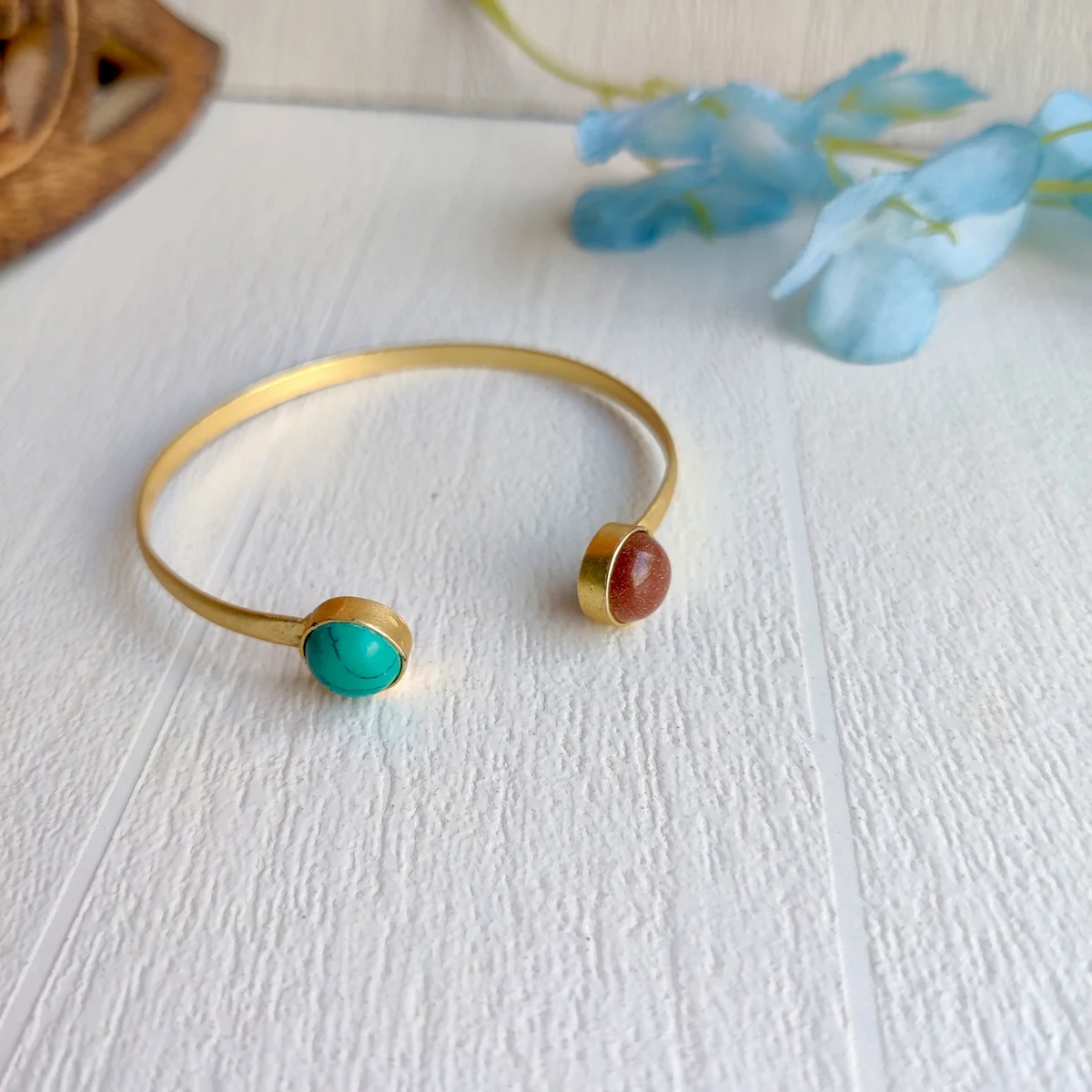 Premium Minimalist gold polish bangle cuff bracelet thumbnail 3