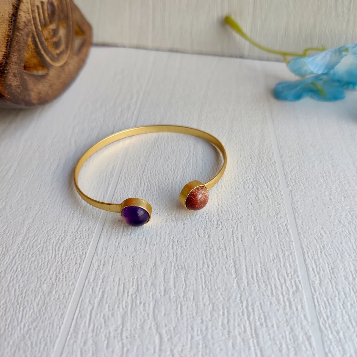 Premium Minimalist gold polish bangle cuff bracelet thumbnail 4