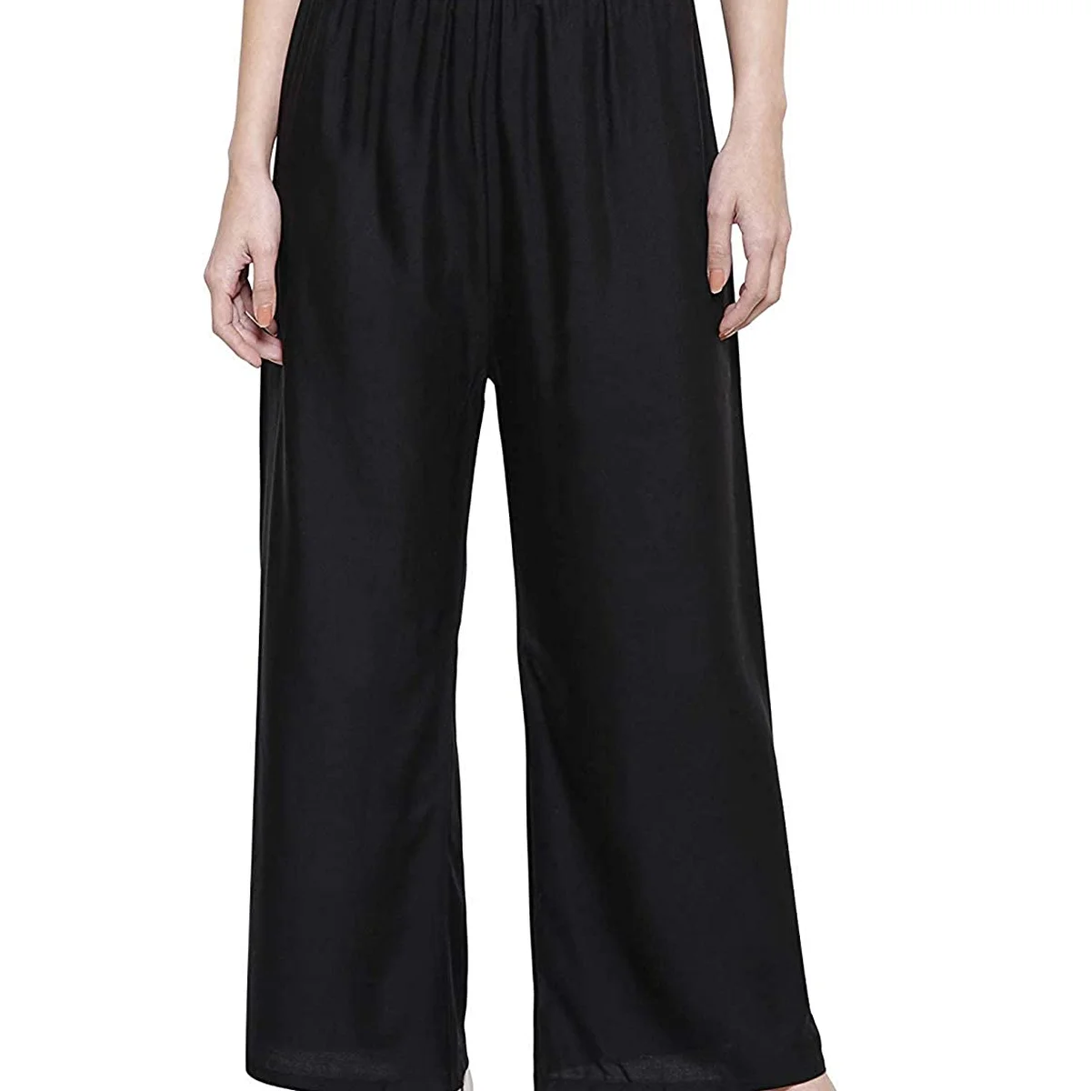 Women's Rayon Regular Fit Comfortable Plain Casual Palazzo