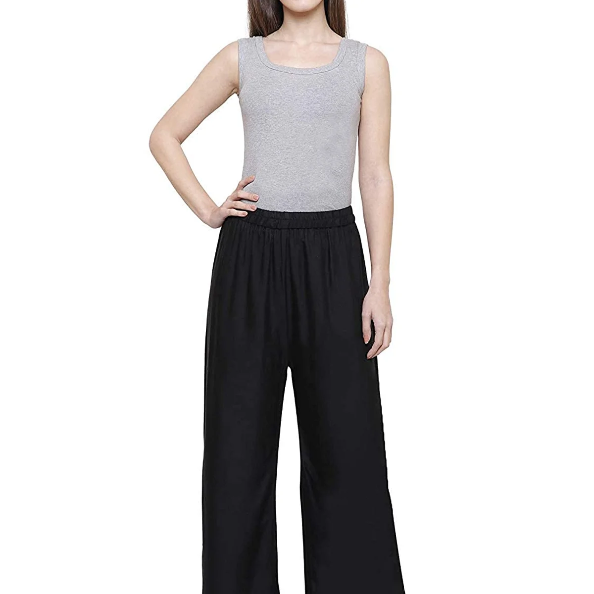 Women's Rayon Regular Fit Comfortable Plain Casual Palazzo thumbnail 4