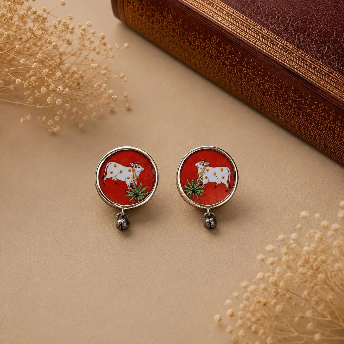 Premium Pichwai Oxidized Studs