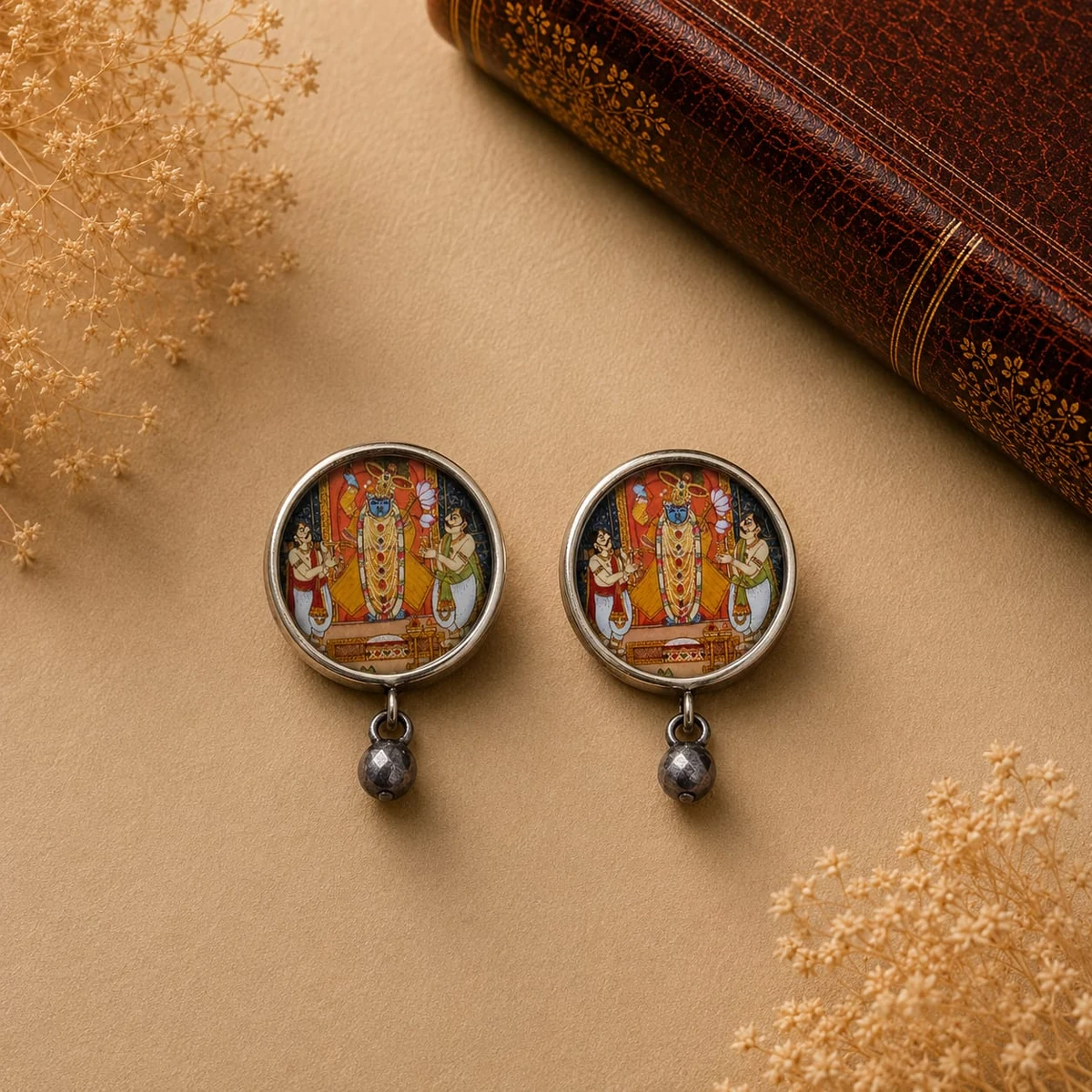 Premium Pichwai Oxidized Studs thumbnail 3