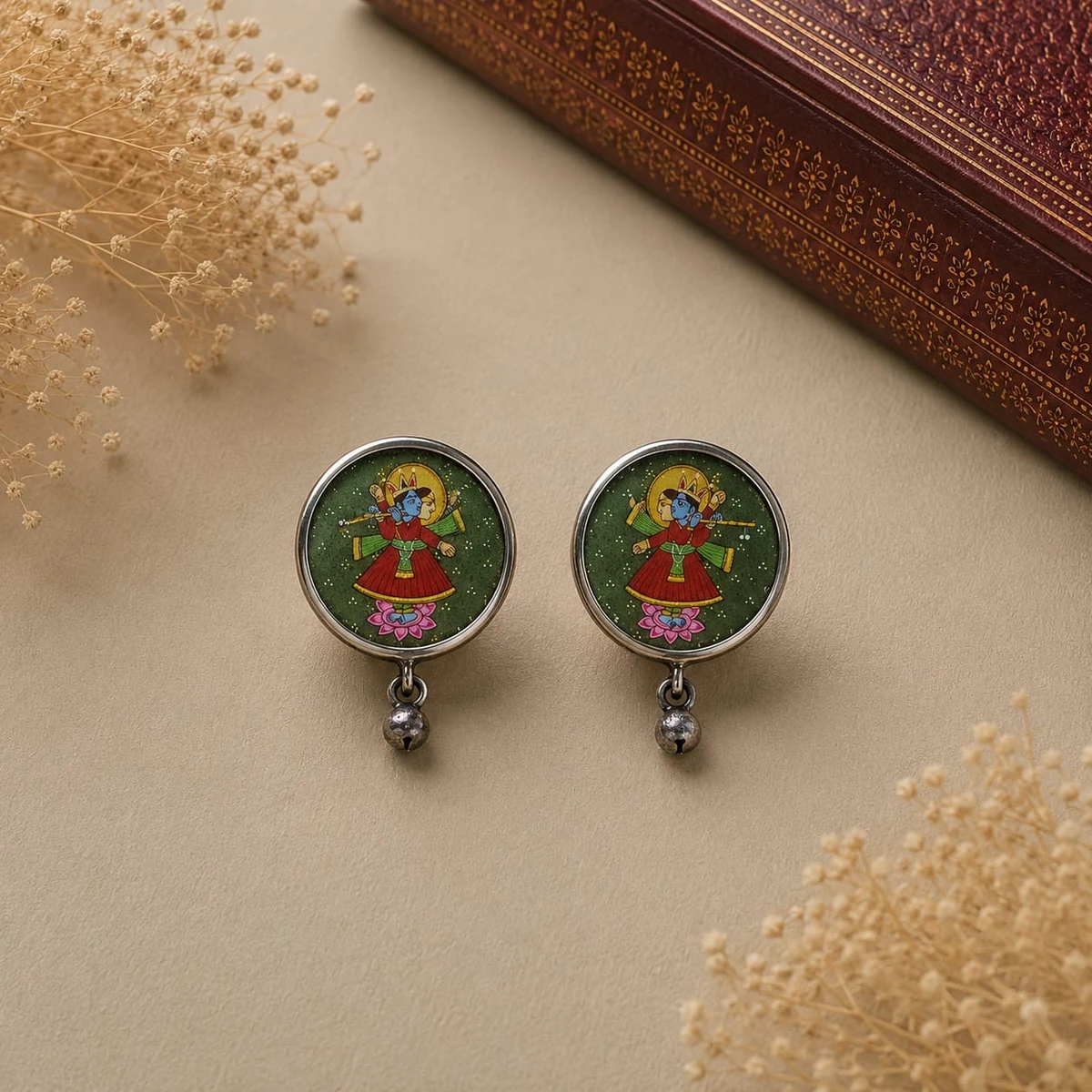 Premium Pichwai Oxidized Studs thumbnail 4