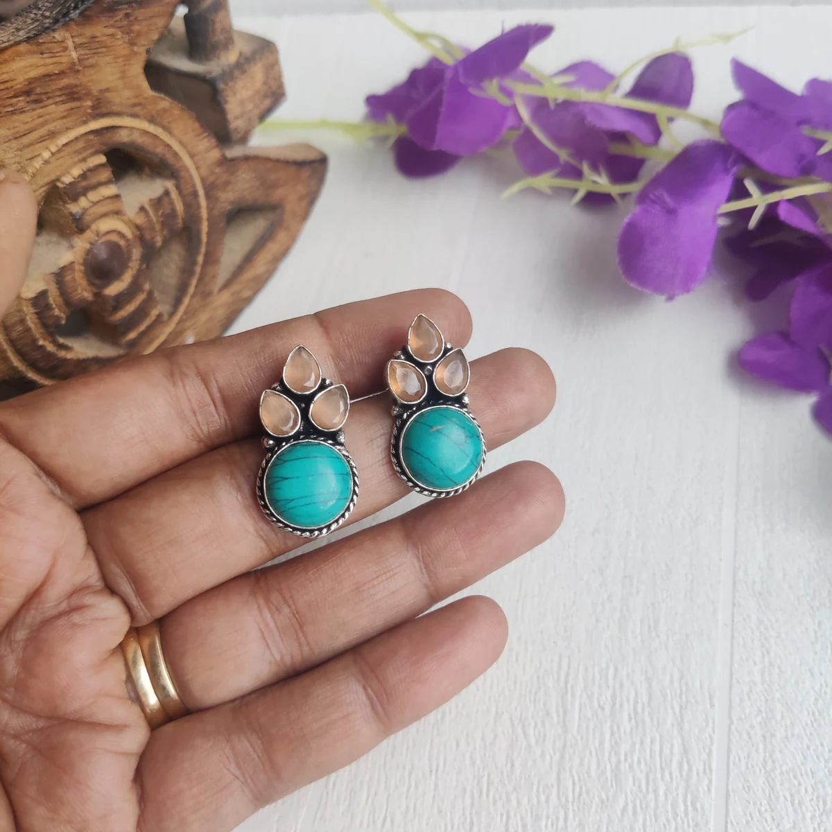 Premium "Yashika" Premium Stone Stud earrings thumbnail 2