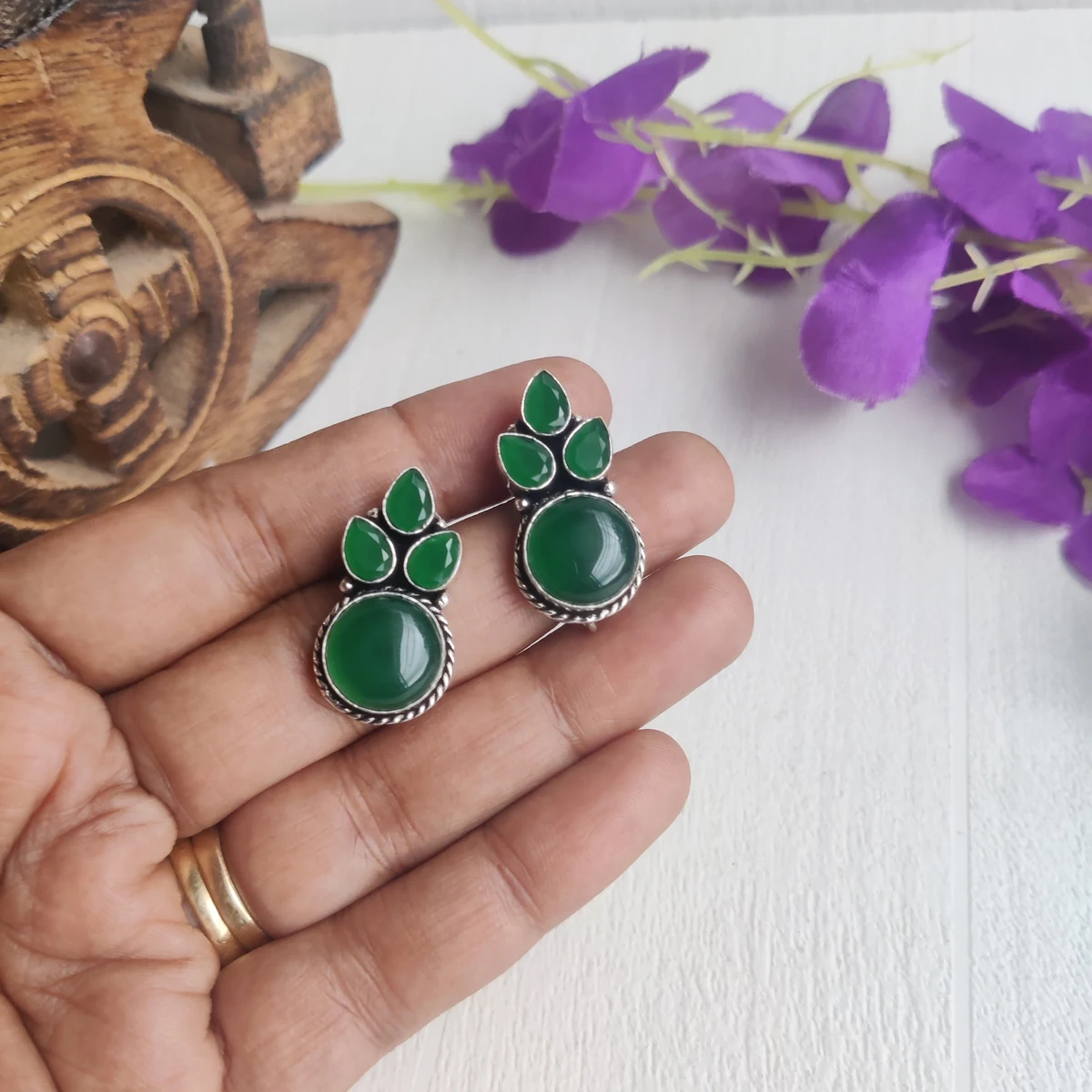 Premium "Yashika" Premium Stone Stud earrings thumbnail 3