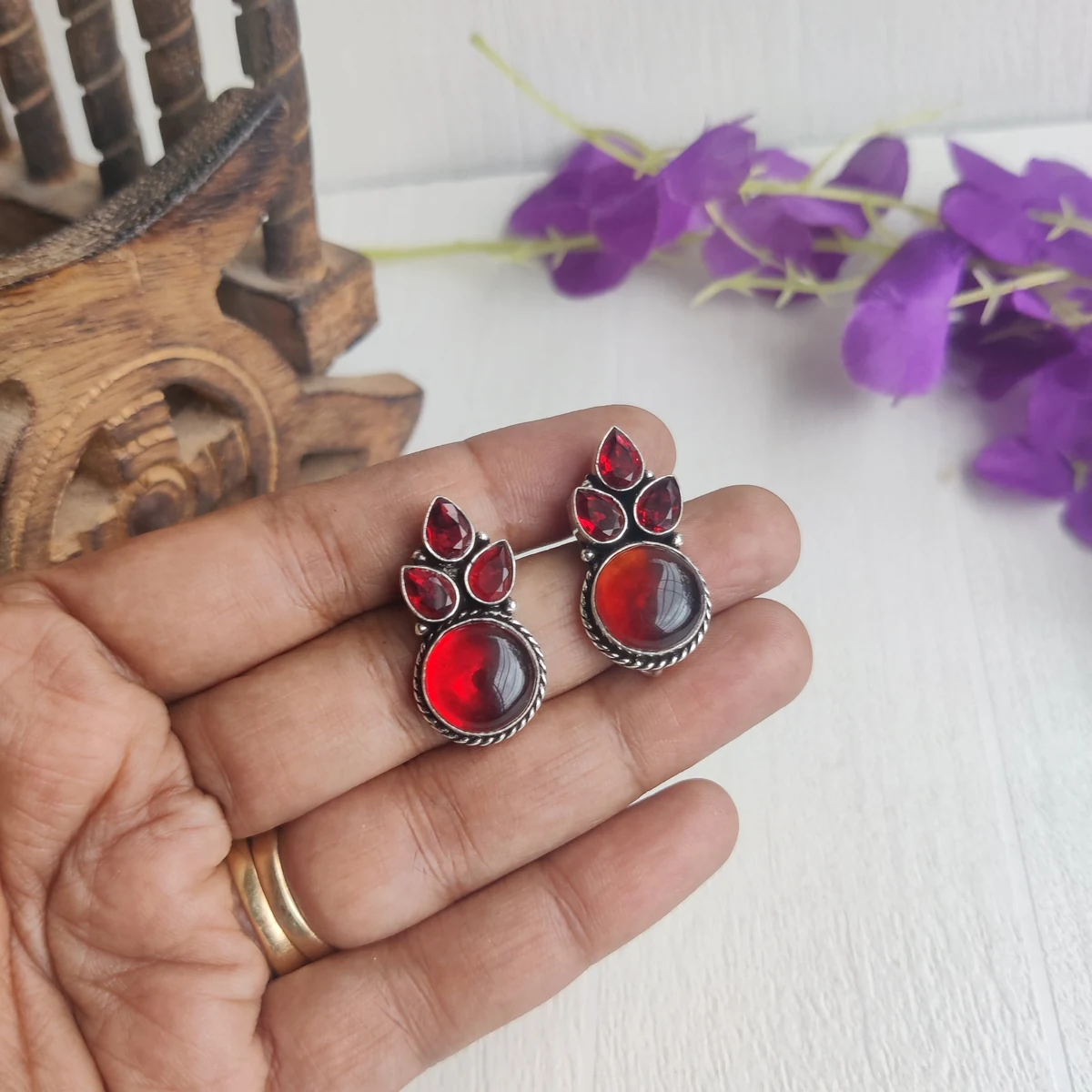 Premium "Yashika" Premium Stone Stud earrings thumbnail 4