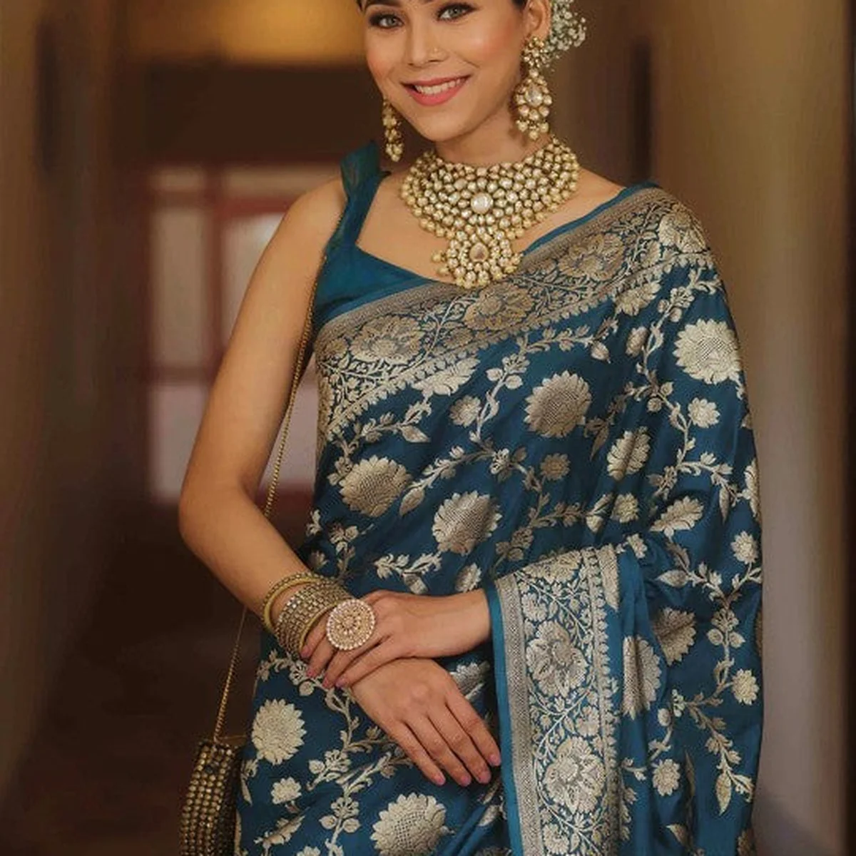 Ethnic Motifs Zari Banarasi Saree