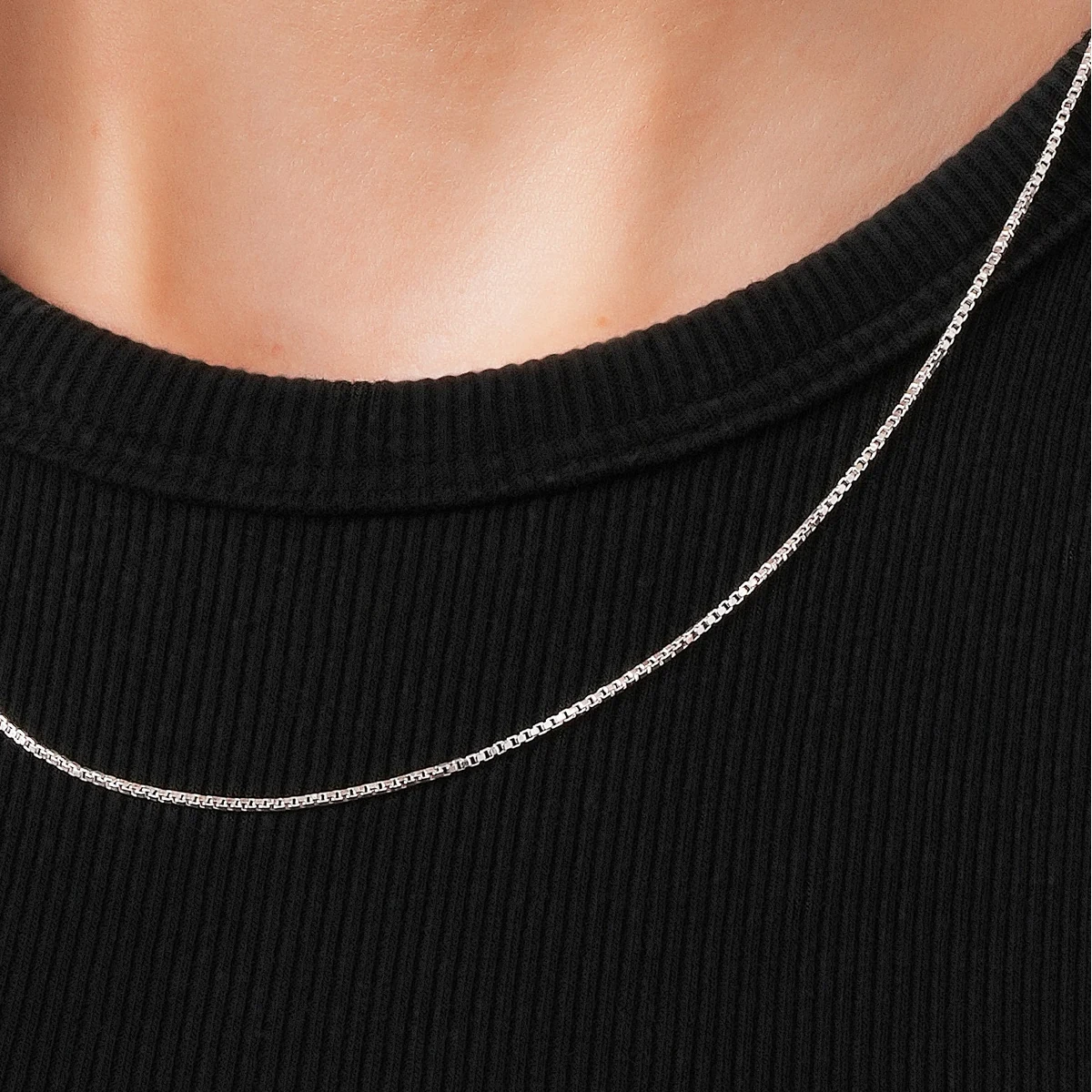 Premium Box Chain Necklace 925 Sterling Silver 1mm - Unisex thumbnail 4