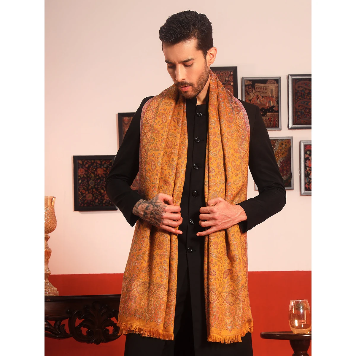 Premium Men Mehrang Kaani Stole (Size : 71X203 CM) thumbnail 3