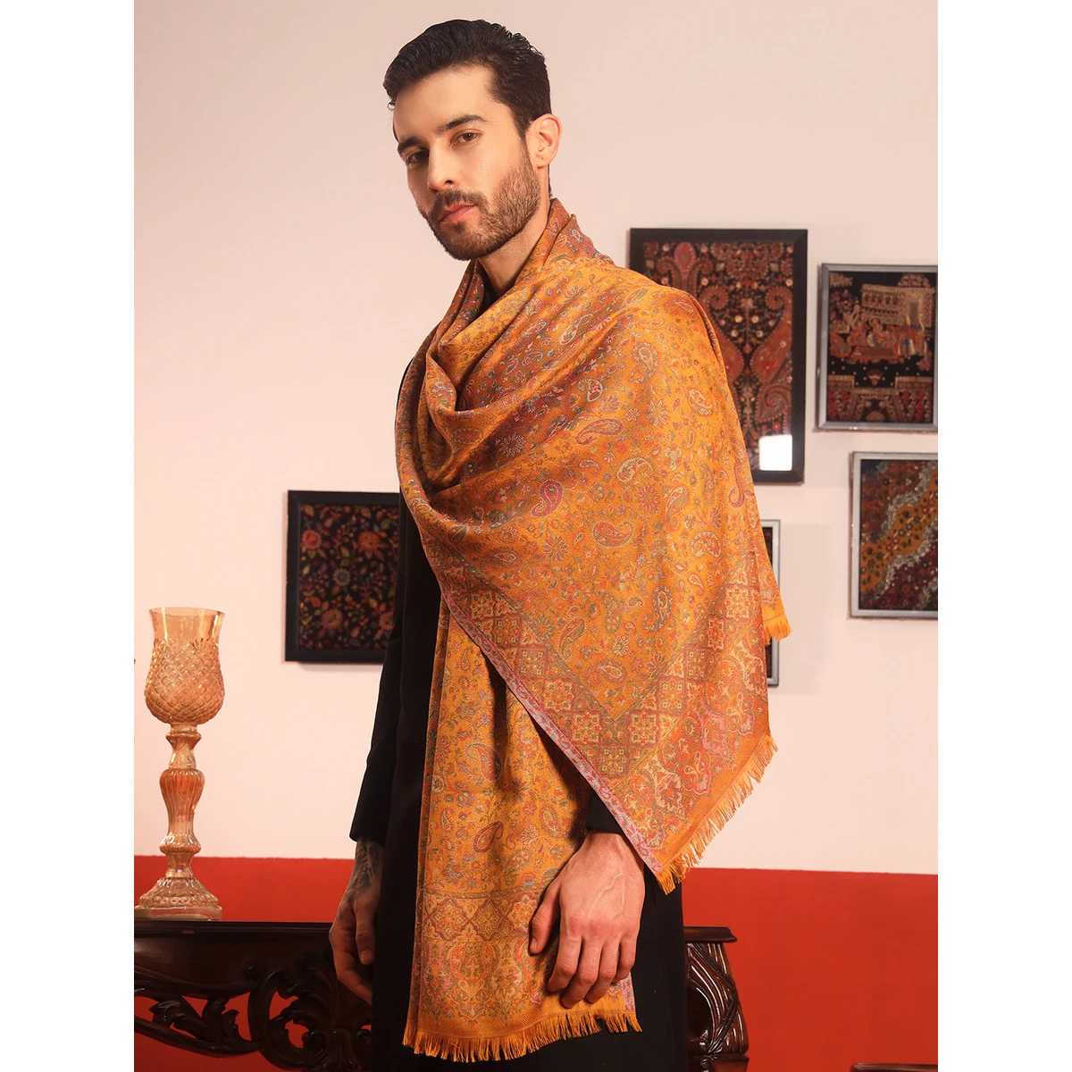 Premium Men Mehrang Kaani Stole (Size : 71X203 CM) thumbnail 4