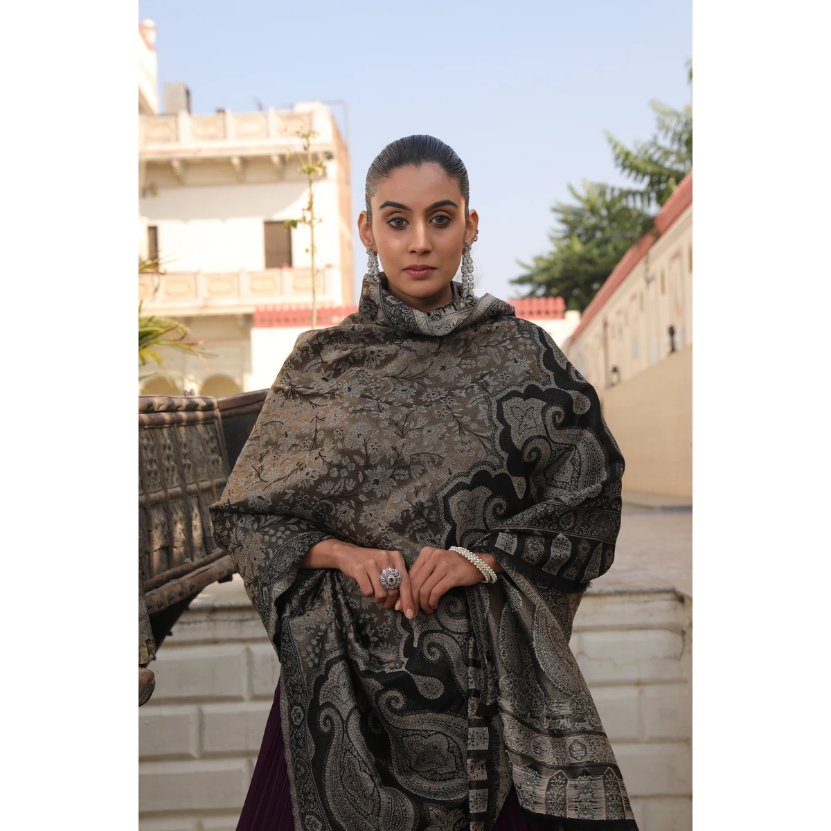 Premium Women Hunar Zari Kaani Fine Wool Shawl (Size: 101x203 cm)