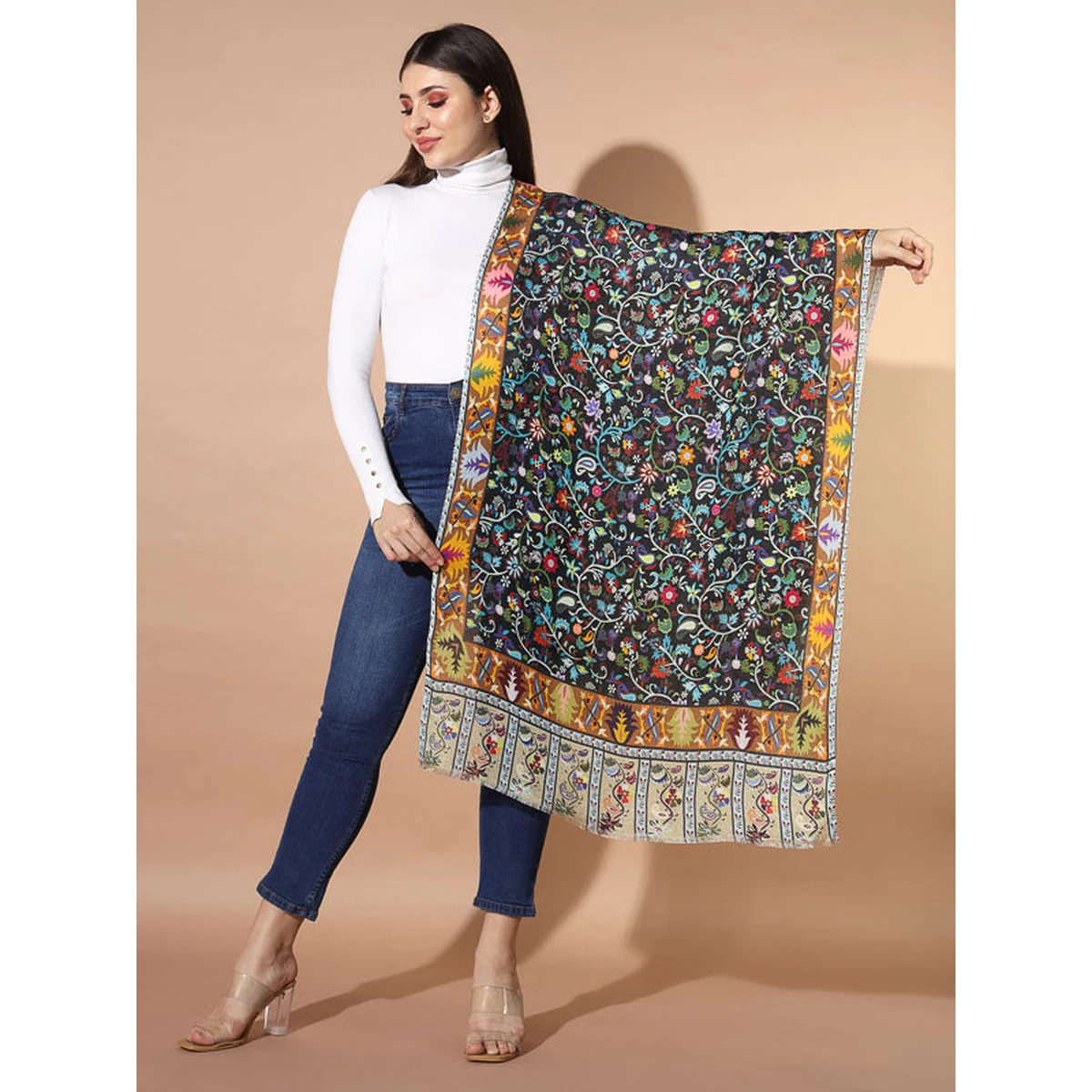 Women's Zarif Multicoloured Printed Stole (Size : 71X203 CM) thumbnail 3