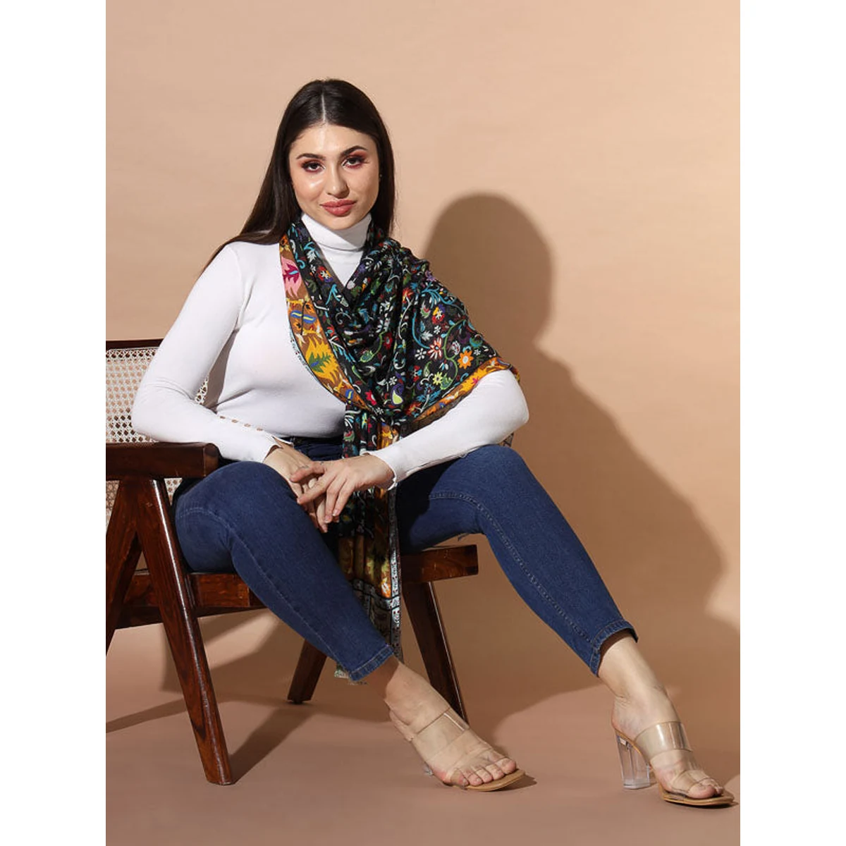 Women's Zarif Multicoloured Printed Stole (Size : 71X203 CM) thumbnail 4