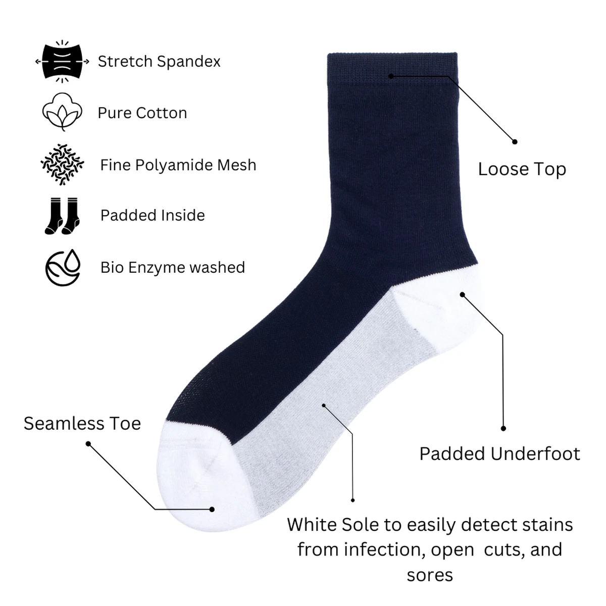 CareWalk Basics Pack of 2 Pairs | Diabetic Care Socks thumbnail 2
