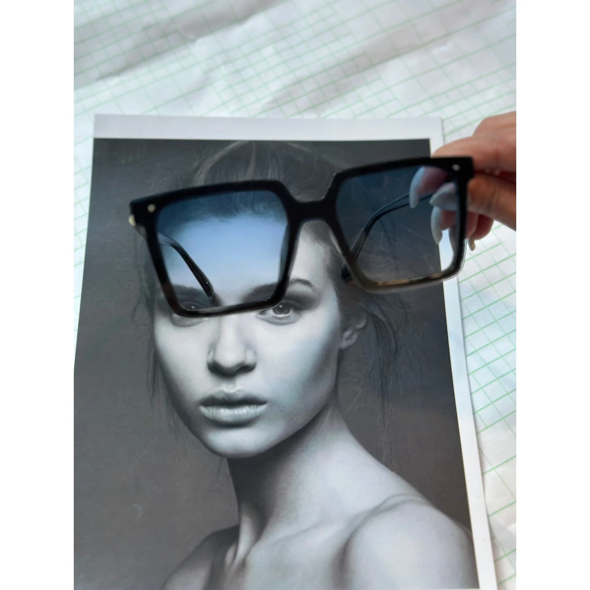 Oversized Blue Tint Square Sunglasses thumbnail 2