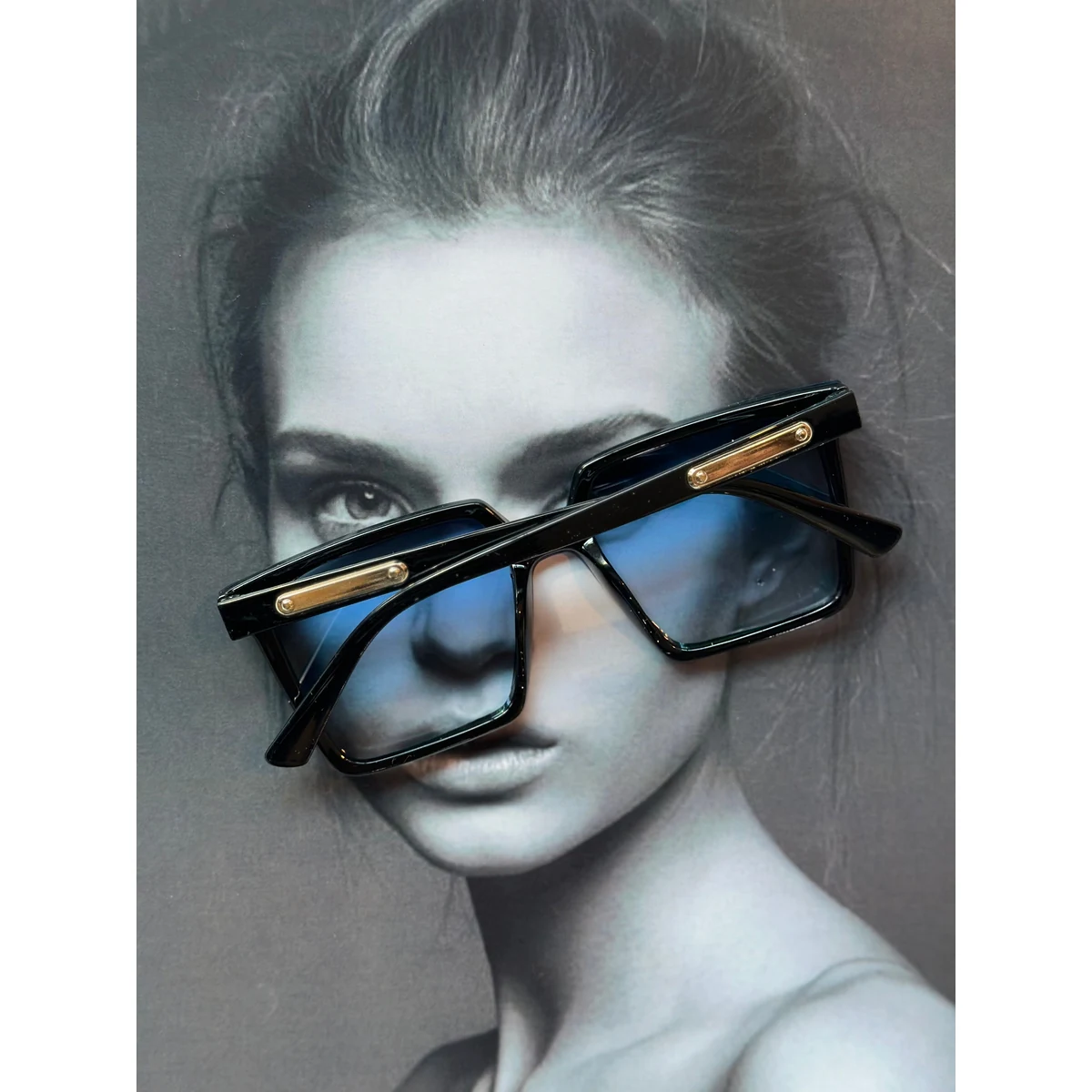 Oversized Blue Tint Square Sunglasses thumbnail 4