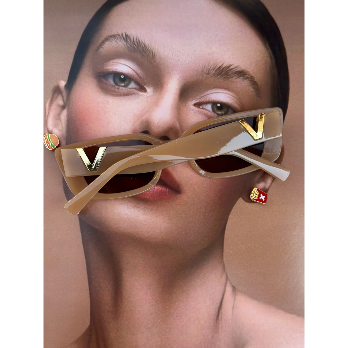Brown Cat Eye Tinted Sunglasses thumbnail 4