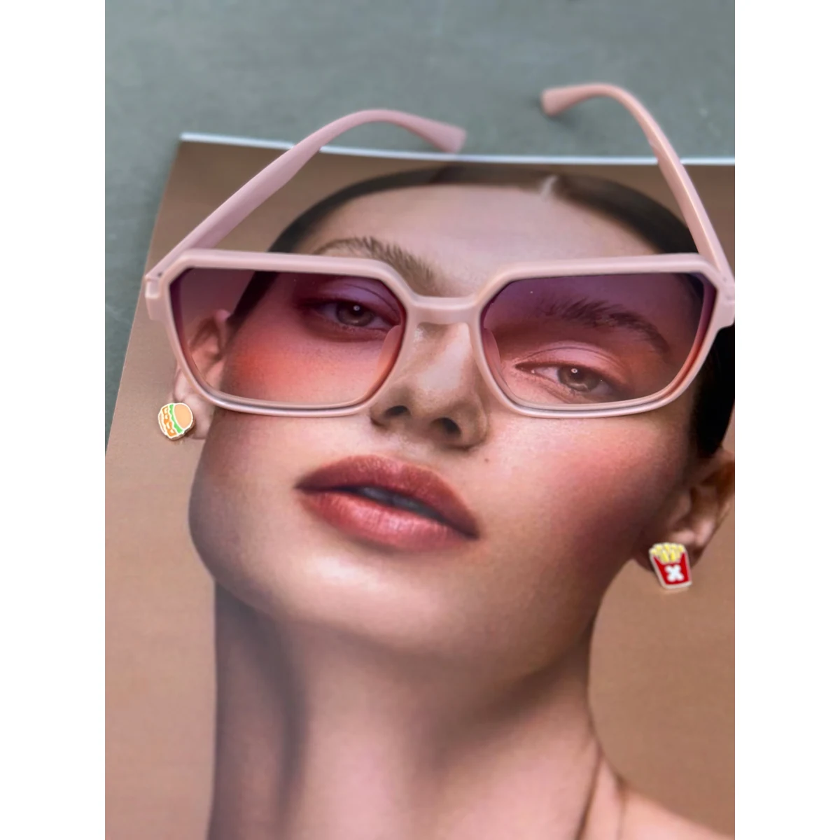 Oversized Peach Frame Tinted Sunglasses