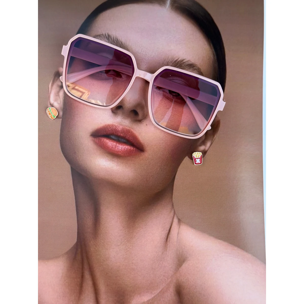 Oversized Peach Frame Tinted Sunglasses thumbnail 2