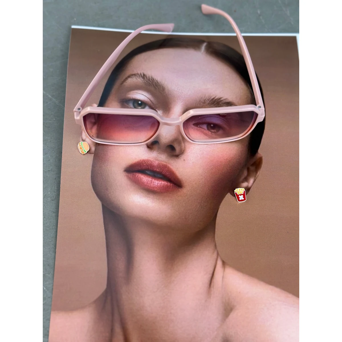 Oversized Peach Frame Tinted Sunglasses thumbnail 3