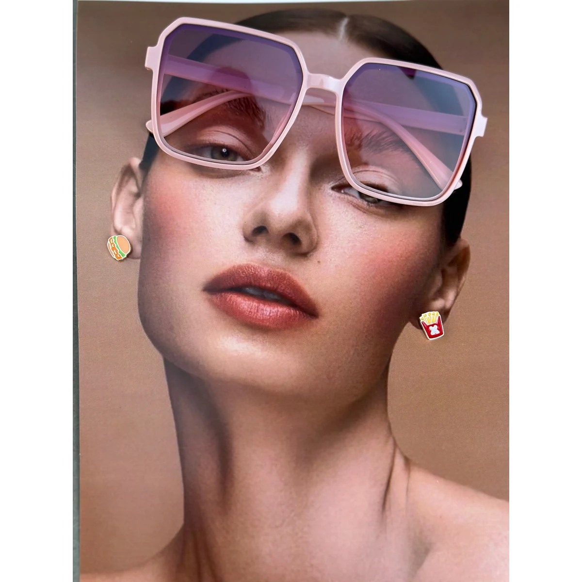 Oversized Peach Frame Tinted Sunglasses thumbnail 4
