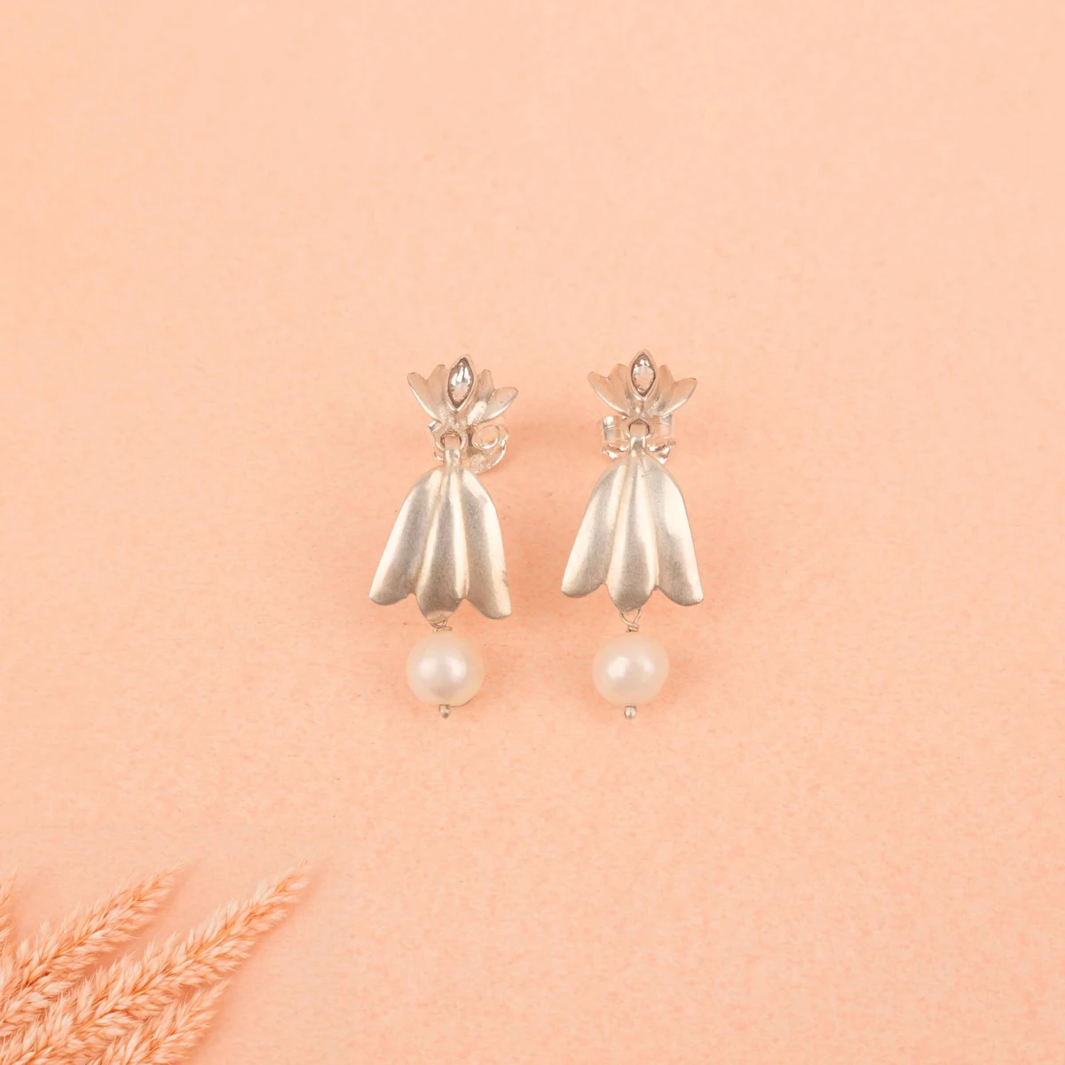 Premium Qurbat Ethereal Lotus pearl Drop Earring thumbnail 4