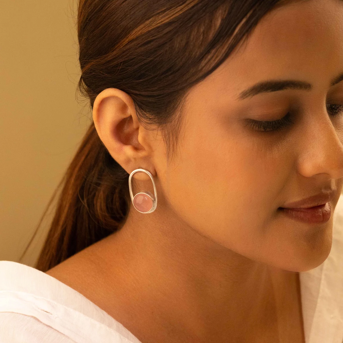 Premium Adya Ethereal Blush Curve Stud Earring