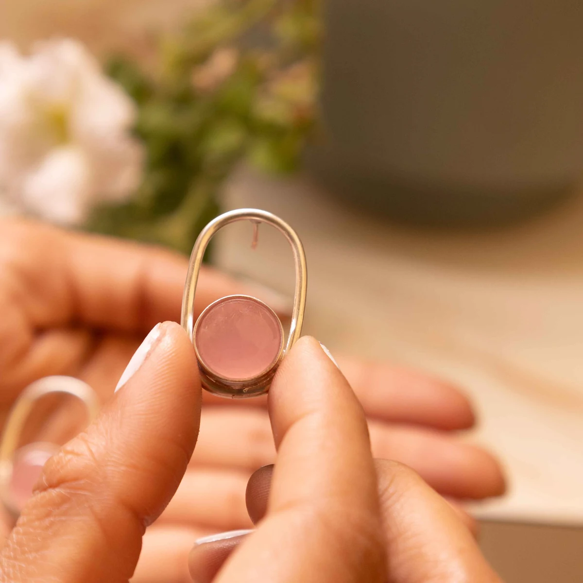 Premium Adya Ethereal Blush Curve Stud Earring thumbnail 2
