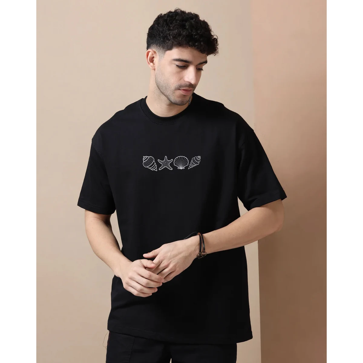 Premium Seashell Embroidery Oversized T-Shirt thumbnail 3