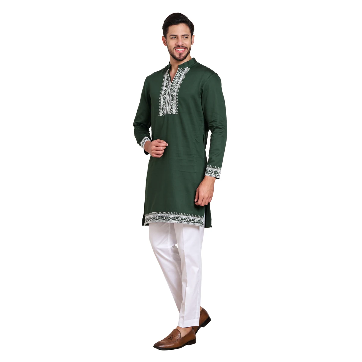 Premium Men's Black Dori Embroidered Silk Kurta Pajama Set thumbnail 2