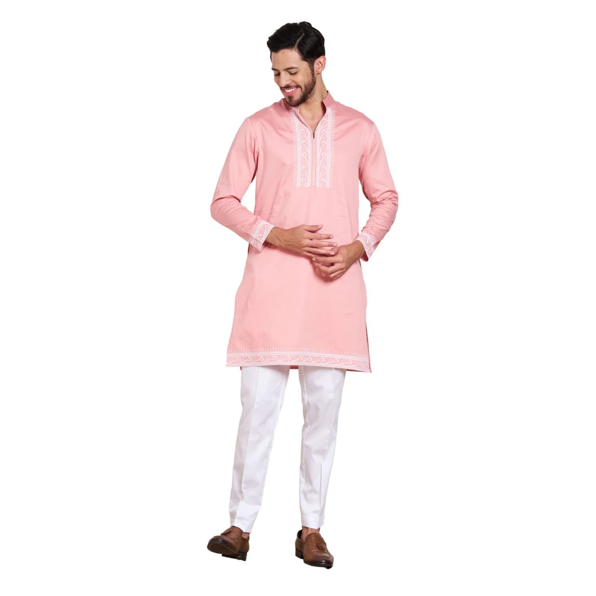 Premium Men's Black Dori Embroidered Silk Kurta Pajama Set thumbnail 3