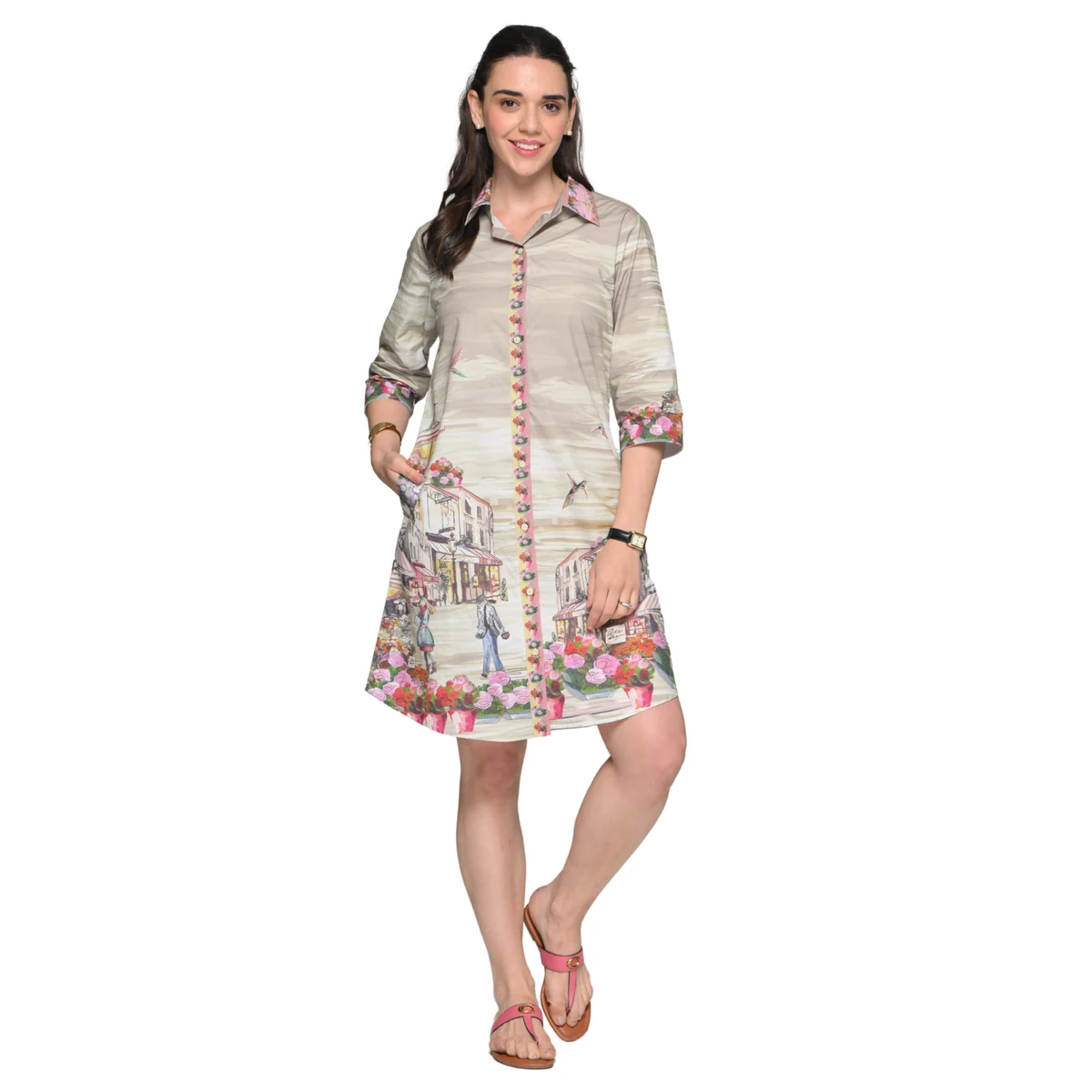 Premium Women's Riviera Fruits Middi Dress