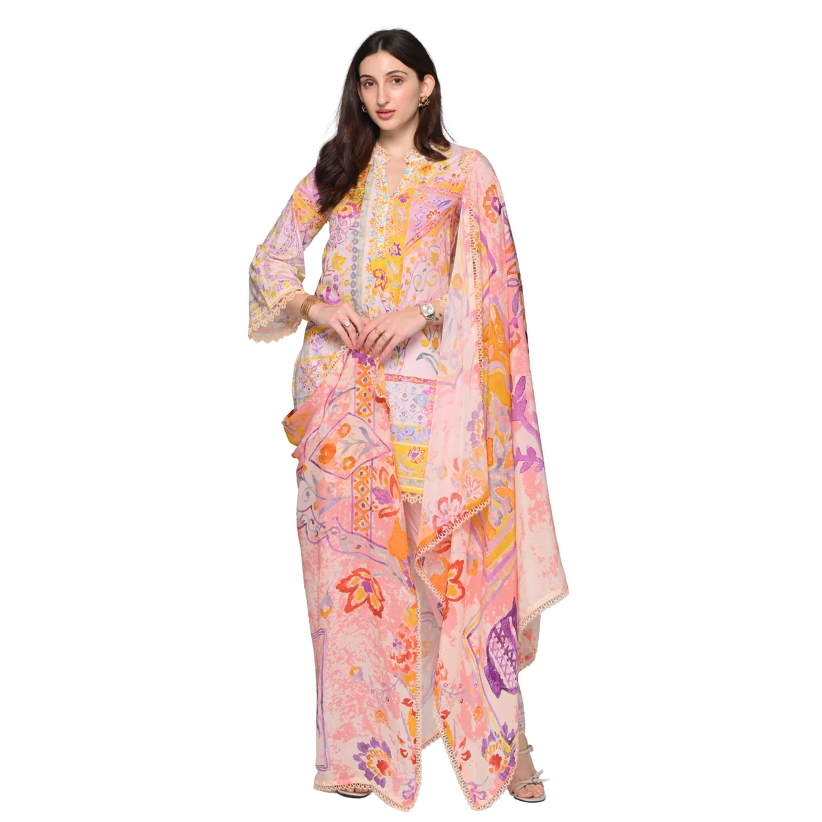 Premium Women's Pink Jaipur Flora Cotton Kurta Set