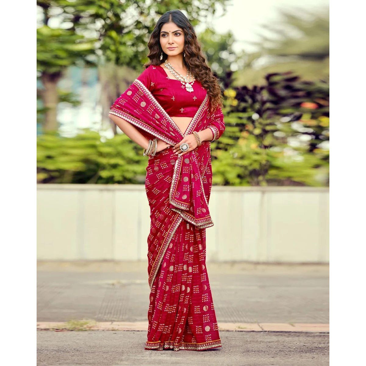 Premium Navrang Bandhani Georgette Saree For Semi Formal Wear thumbnail 2