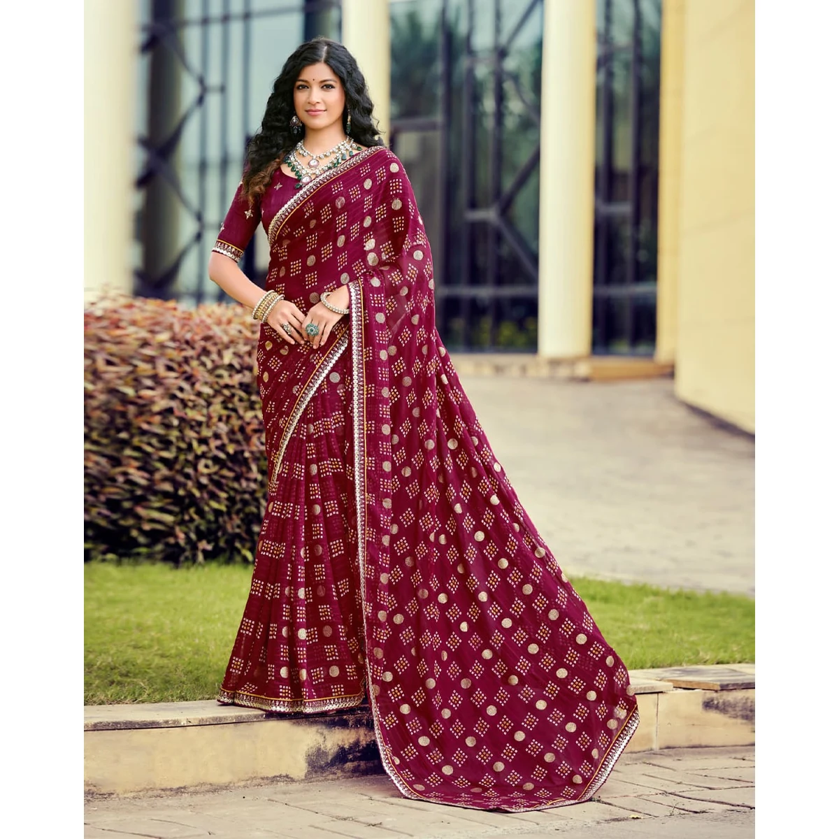 Premium Navrang Bandhani Georgette Saree For Semi Formal Wear thumbnail 3