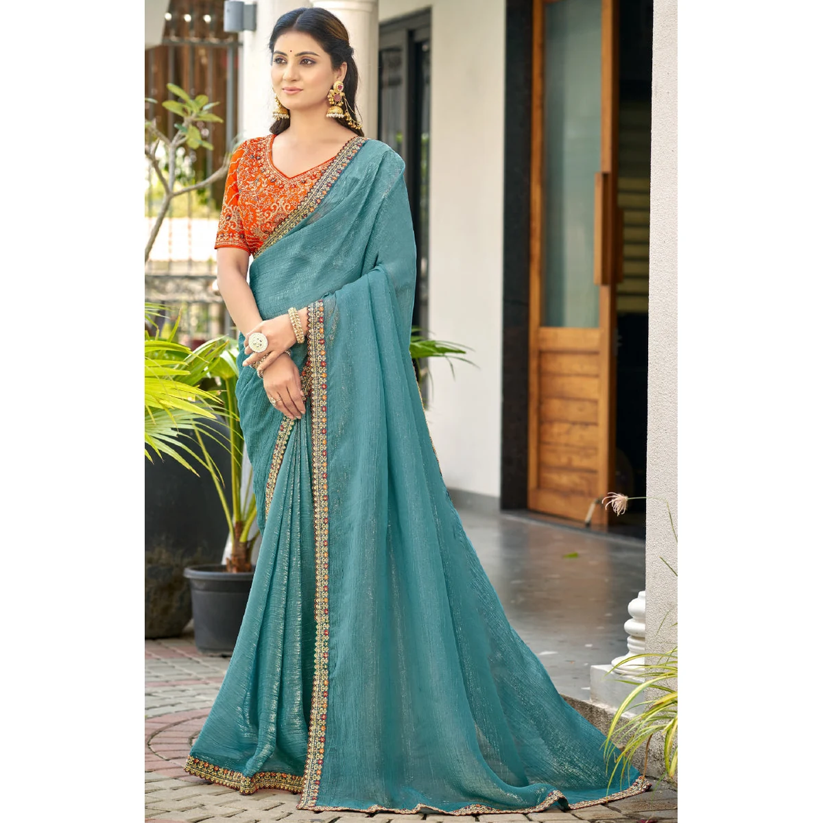Premium Mehera Satin Saree for Festive Wear thumbnail 3