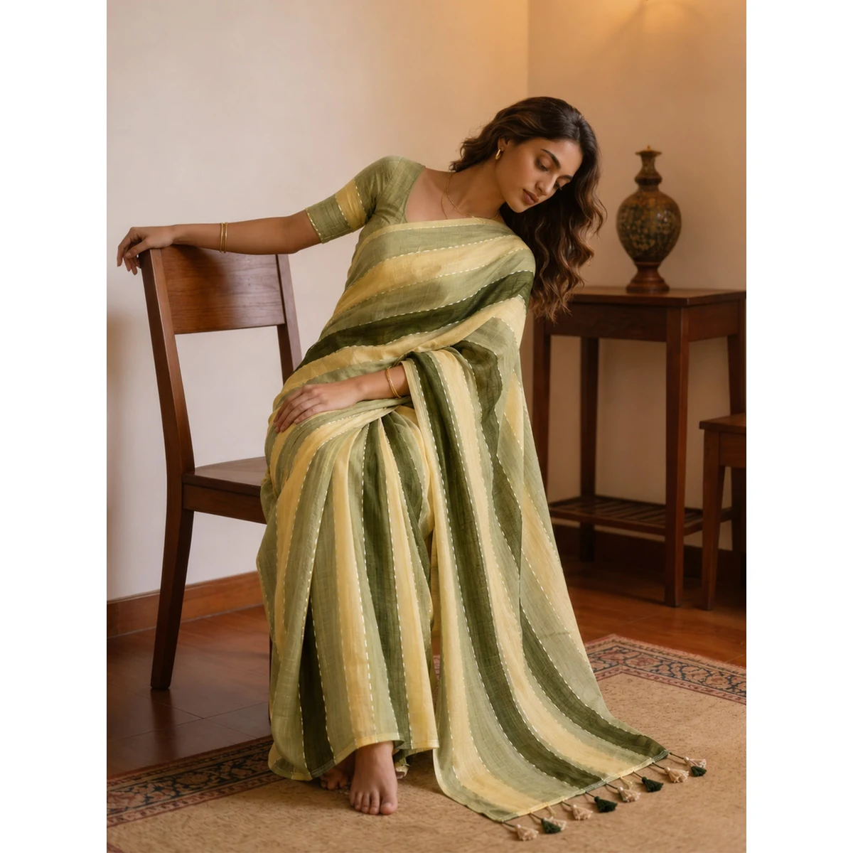 Premium Mul Cotton Doore Zari Patta Saree thumbnail 3