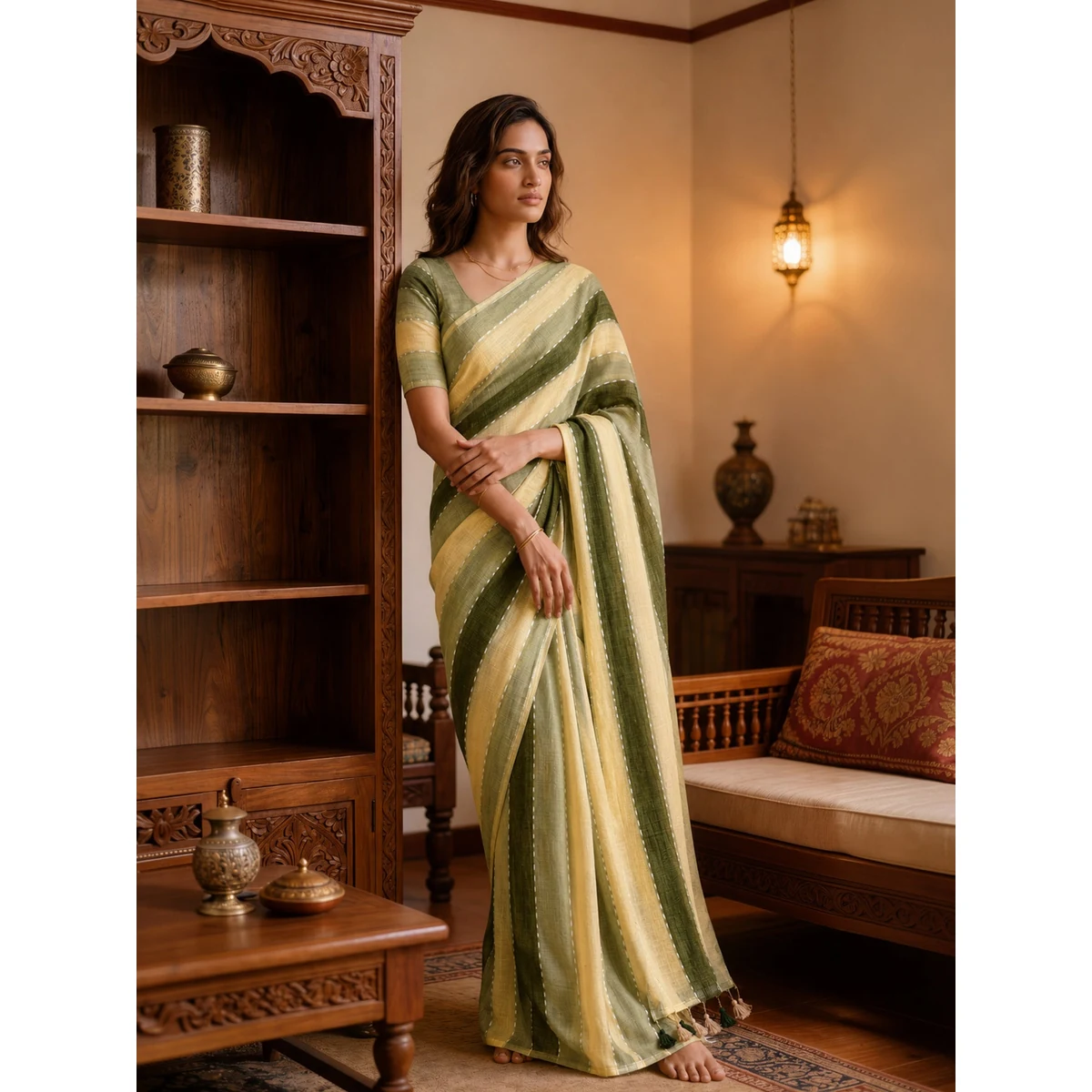 Premium Mul Cotton Doore Zari Patta Saree thumbnail 4