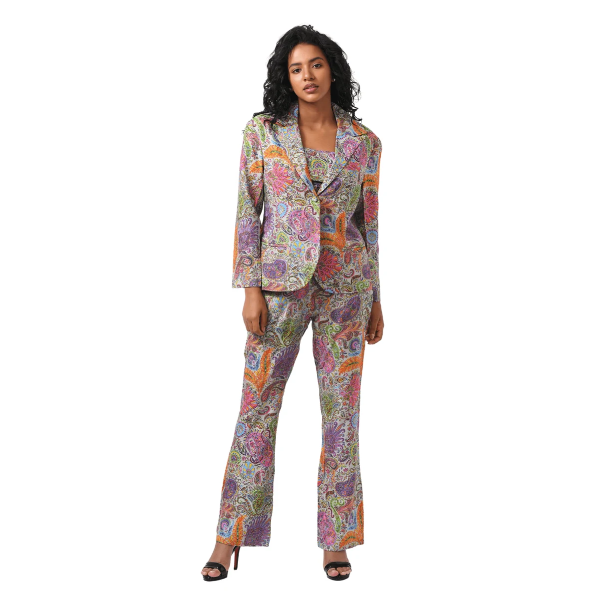 Premium Women's White Embroidered Paisley Kalamkari Silk Co-ord Set thumbnail 2