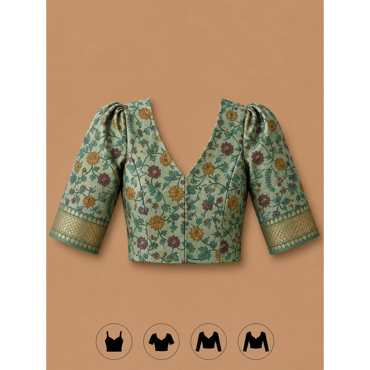 Premium Soft cotton saree with plain body and fancy Kalamkari print contrast blouse thumbnail 2