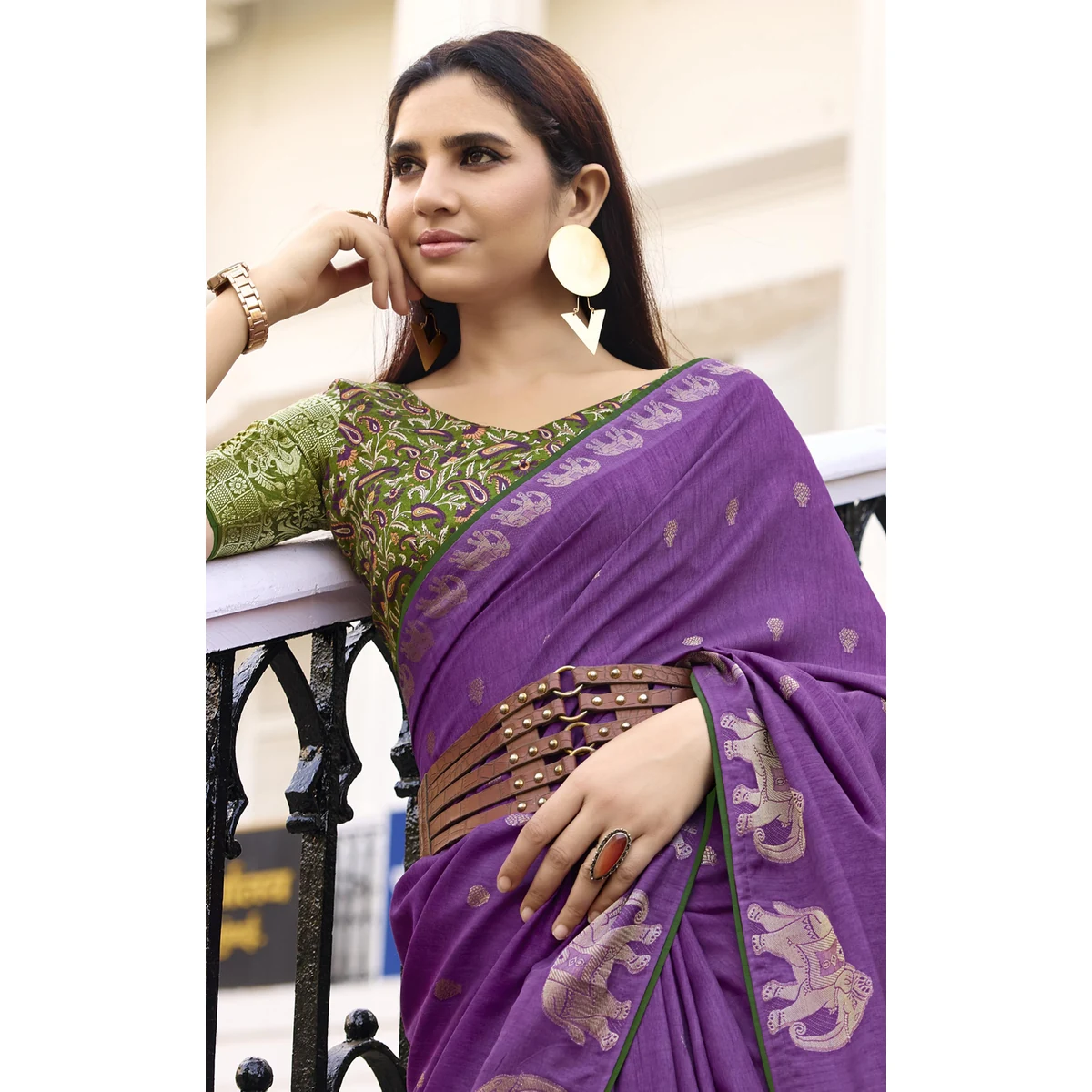 Premium Silk Woven Designer Saree with Traditional Elephant Motifs thumbnail 2