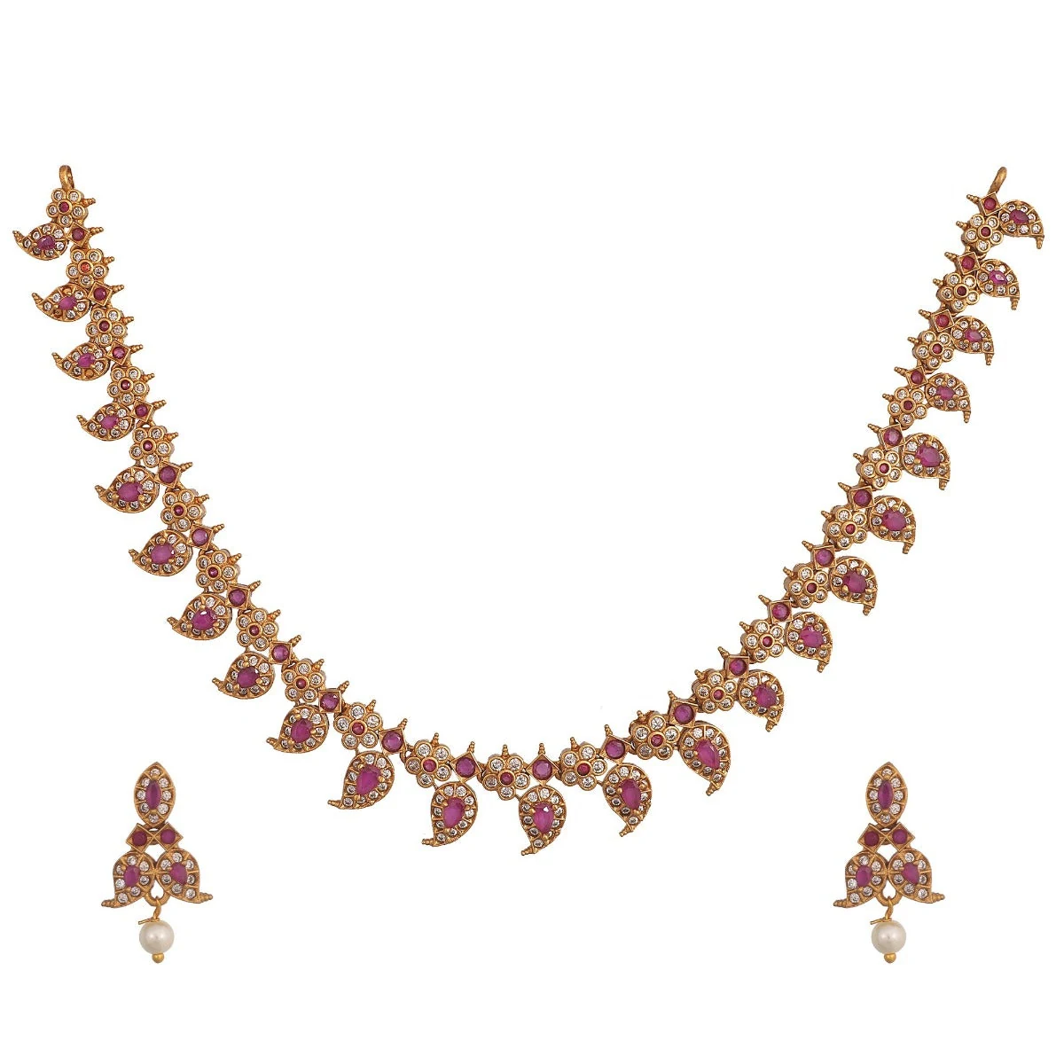 Premium Antique Gold Plated Yutha Necklace Earring Set