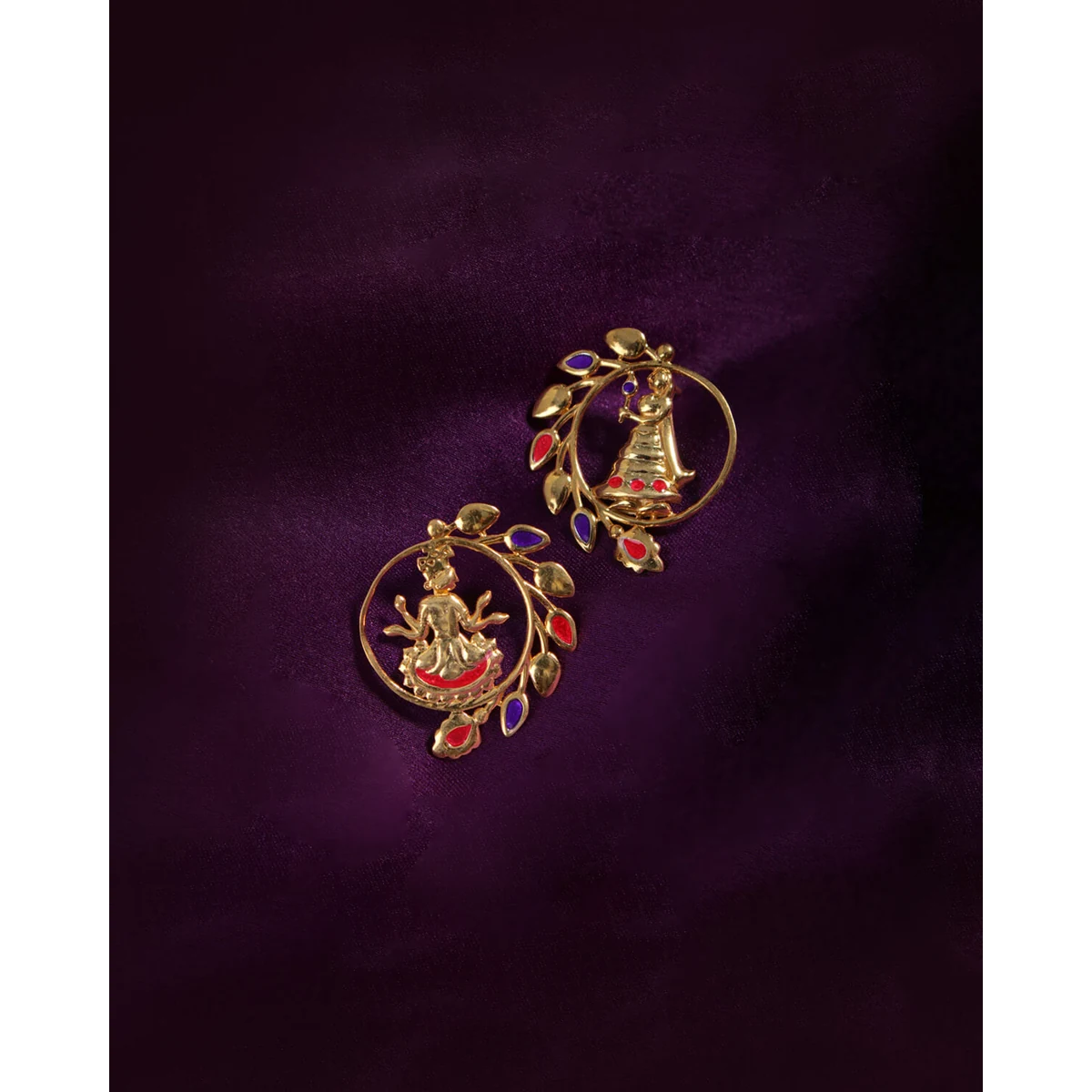 Premium Radhe Shyam Stud Silver Earrings