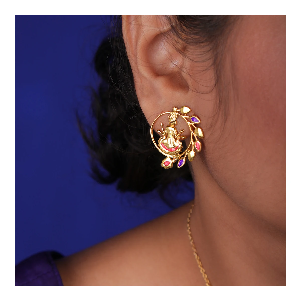 Premium Radhe Shyam Stud Silver Earrings thumbnail 3