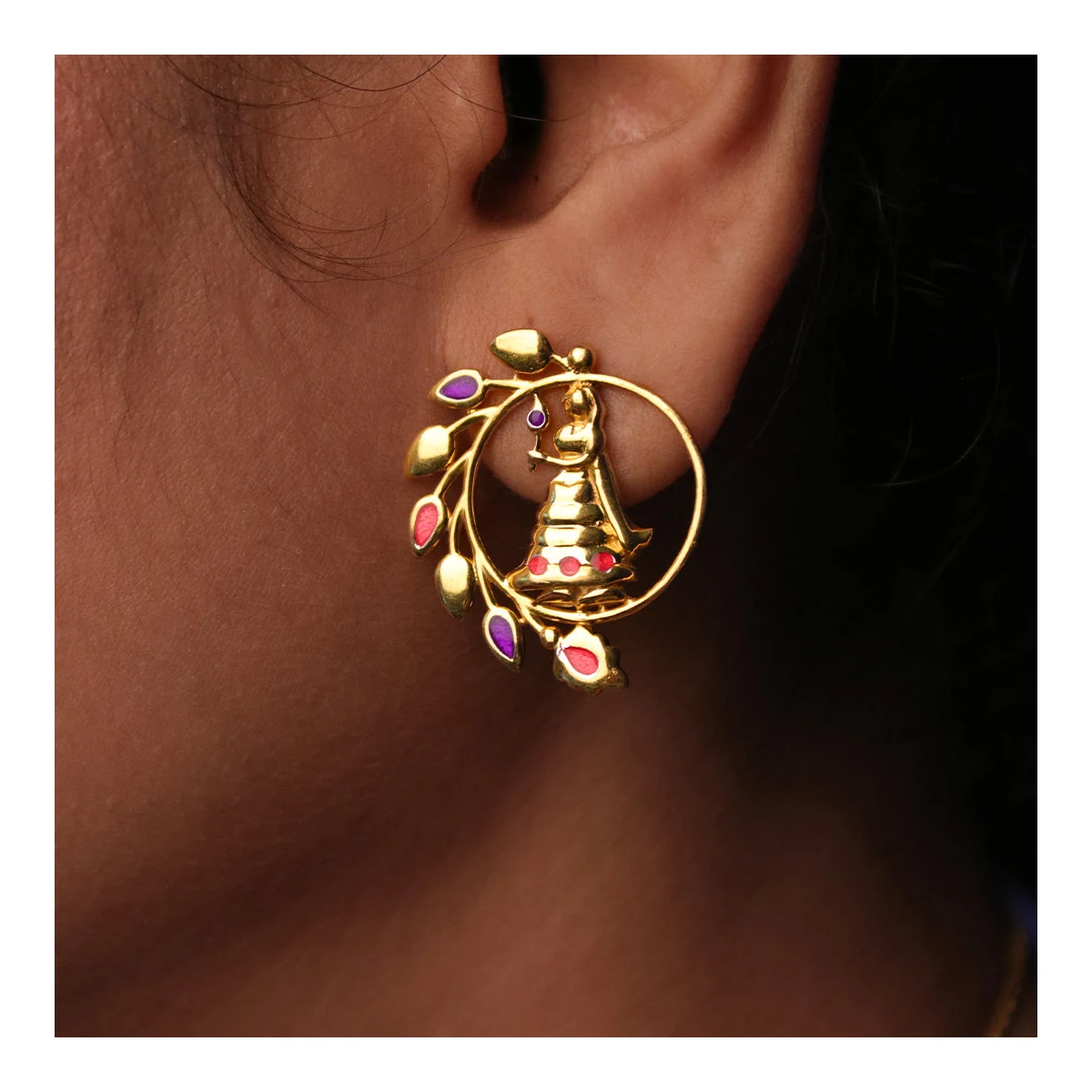 Premium Radhe Shyam Stud Silver Earrings thumbnail 4