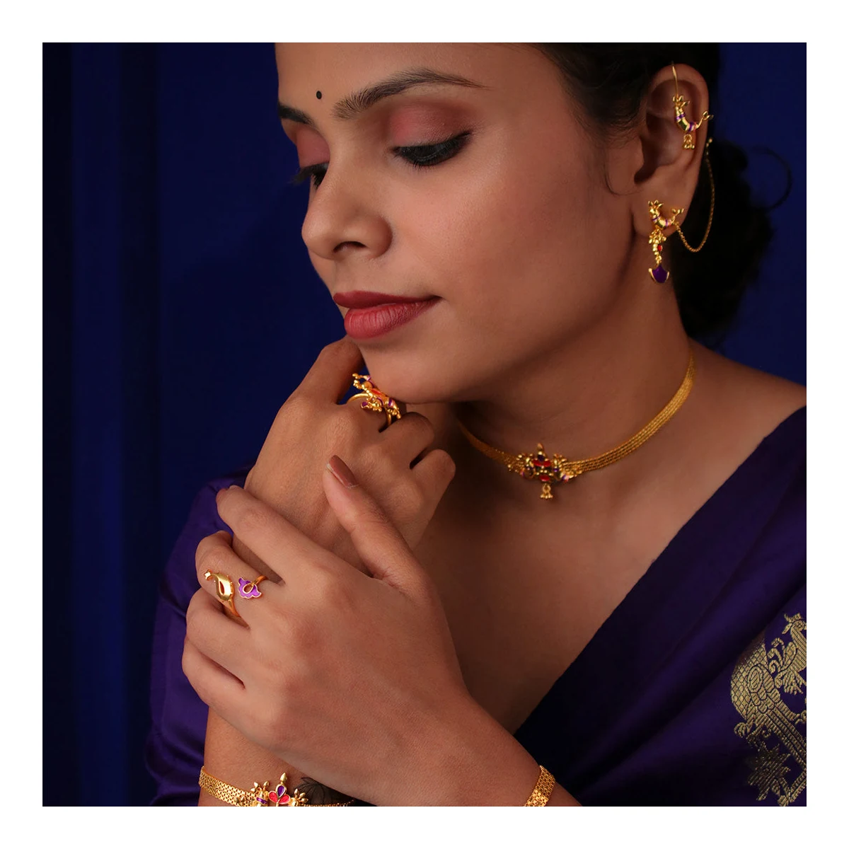 Premium Pakhi Silver choker Necklace thumbnail 3