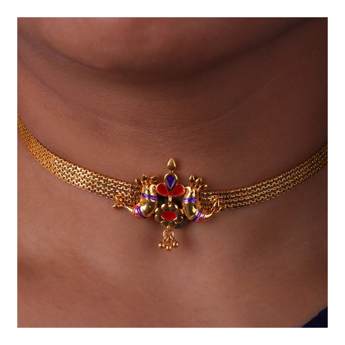 Premium Pakhi Silver choker Necklace thumbnail 4