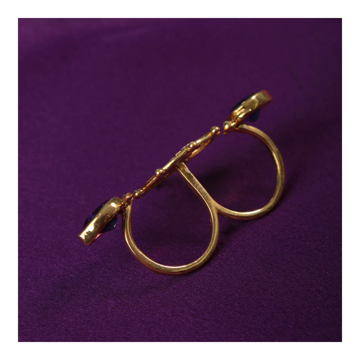 Premium Shyam Amethyst Double Silver Finger Ring thumbnail 4