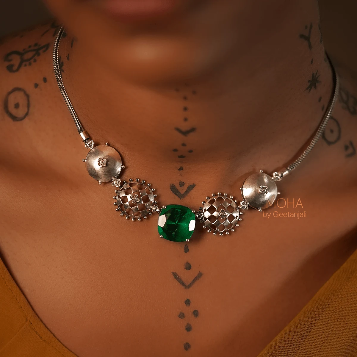 Premium Jharokha Silver Necklace thumbnail 2